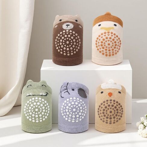 Baby Knee Pads with Animal Designs, Non-Slip Crawling Protectors, 5 Pack, Multi-Color in Kuwait