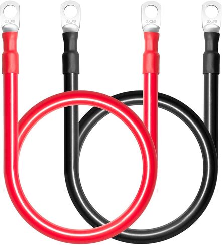 MILAPEAK 2 AWG Battery Cables, 5 Feet 2 Gauge Marine Battery Inverter Cable Set With 3/8" Terminals Lugs (Positive and Negative) for Solar, Rv, Car, Boat, Motorcycle, Automotive (Black and Red) in Saudi Arabia