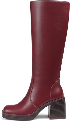 Lyrisiphy Womens Platform Knee High Boots Square Toe Wide High Cheeled Boots Side Side Boots Tall Fall Boots in Kuwait