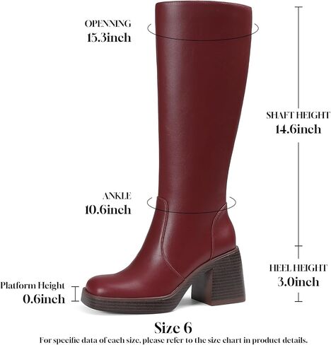 Lyrisiphy Womens Platform Knee High Boots Square Toe Wide High Cheeled Boots Side Side Boots Tall Fall Boots in Kuwait