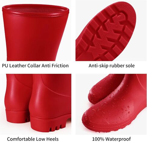 Asgard Women's Mid Calf Rain Boots Waterproof Garden Slip on Rubber Boots | Lightweight, Non Slip, Ideal for Farm Work, Gardening, Rainy Days in Saudi Arabia