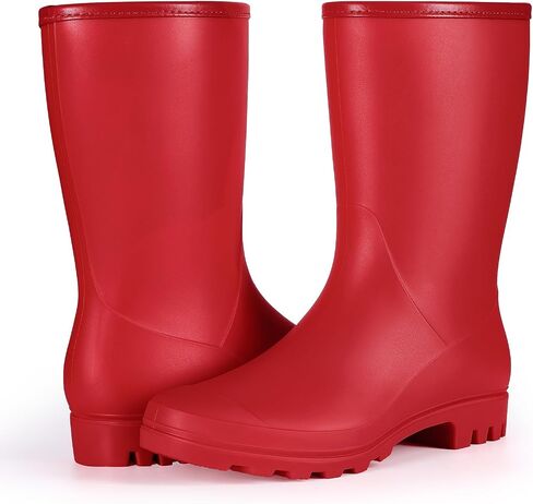 Asgard Women's Mid Calf Rain Boots Waterproof Garden Slip on Rubber Boots | Lightweight, Non Slip, Ideal for Farm Work, Gardening, Rainy Days in Saudi Arabia