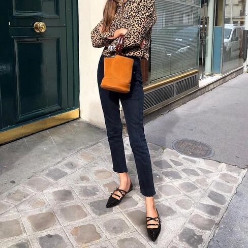 couriecuies نساء ماري جين فلاتز مدببة أحذية الباليه إصبع القدم مع مشبك مريح ماري جينس شريحة شقق قابلة للتعديل in Saudi Arabia