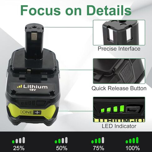 تمت ترقيته إلى Ryo 4.0ah 18V Lithium Power Power Battery 18 Volt One+ Cordless Power Tools for P100 P102 P107 P108 P122 BPL1820 Cordless Power Battery بطارية in Kuwait