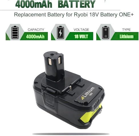 تمت ترقيته إلى Ryo 4.0ah 18V Lithium Power Power Battery 18 Volt One+ Cordless Power Tools for P100 P102 P107 P108 P122 BPL1820 Cordless Power Battery بطارية in Kuwait