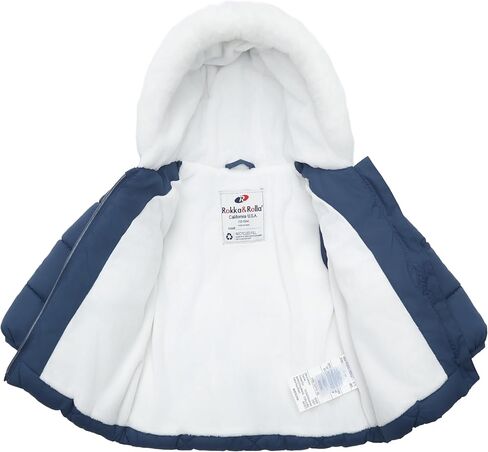 Rokka&Rolla Baby Girls' Water-Resistant Puffer Jacket Hooded Winter Coat with Soft Mini Fur Lining for Newborn Infant Toddler in Kuwait