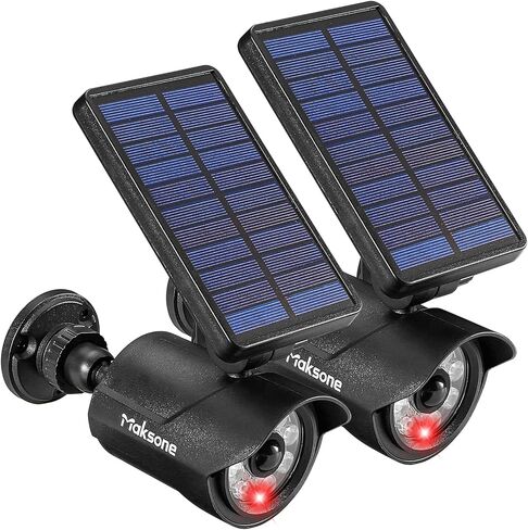 Maksone Solar Lights Motion Sensor Security Light Metal Finishing ، Camera Red Camera Camera IP66 LAMPABLAIN in Saudi Arabia