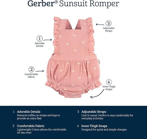 Gerber Baby-Girls Slyveless كشكش Romper in Saudi Arabia