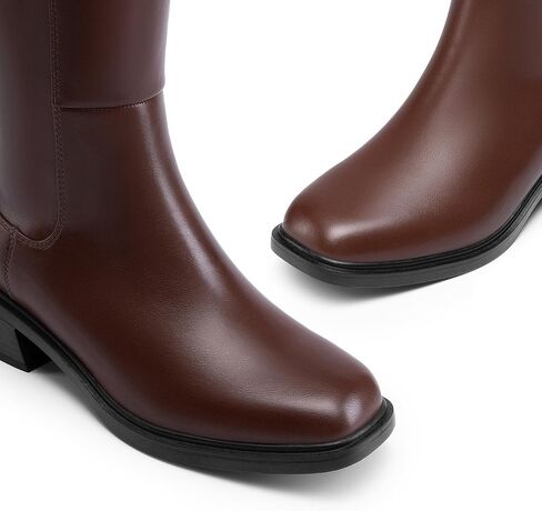 DREAM PAIRS Women's Knee High Boots Square Toe Low Block Heel Casual Comfort Riding Long Boots with Side Zipper in Kuwait