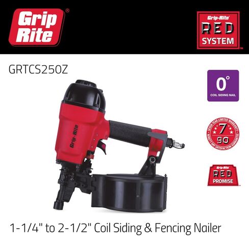 Grip-Rite GRTCS250Z, 0° 2-1/2" Coil Siding Nailer, Plastic Collation, High Precision in Saudi Arabia