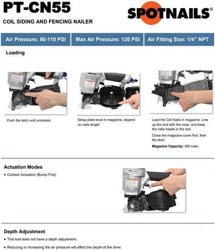 SPOTNAILS .083 - .092 Dia. Coil Pallet & Siding Nailer (1" – 2-1/4"), PT-CN55 in Saudi Arabia