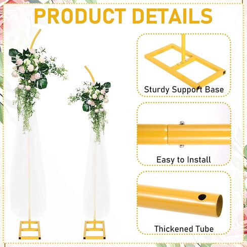Balloon Arch Stand Set of 2 with Metal Square Base Balloon Arch Frame Floral Half Arch Balloon Garland Stand for Ceremony Wedding Bridal Baby Shower Birthday Anniversary in Saudi Arabia