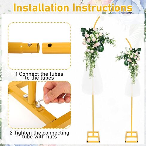 Balloon Arch Stand Set of 2 with Metal Square Base Balloon Arch Frame Floral Half Arch Balloon Garland Stand for Ceremony Wedding Bridal Baby Shower Birthday Anniversary in Saudi Arabia