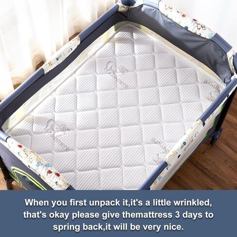 حزمة وتلعب مرتبة - 38 "× 26" - سلامة فناء متبكّمة مميزة معززة ، تلائم الفناء - تناسب Graco & Baby Trend & Pamo Babe Playard ، ودعم الشركة ورغوة الراحة ， White in Kuwait