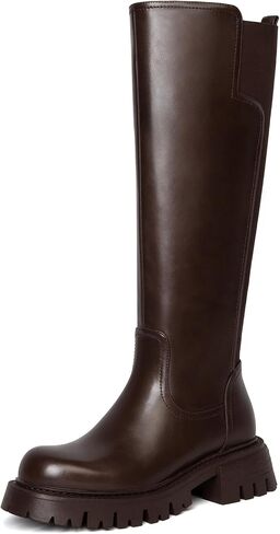 Platform Knee High Boots for Women Comfortable Stretch Round Toe Chunky Heel Tall Boots with Side Zip Dress Casual Long Riding Boots in Saudi Arabia