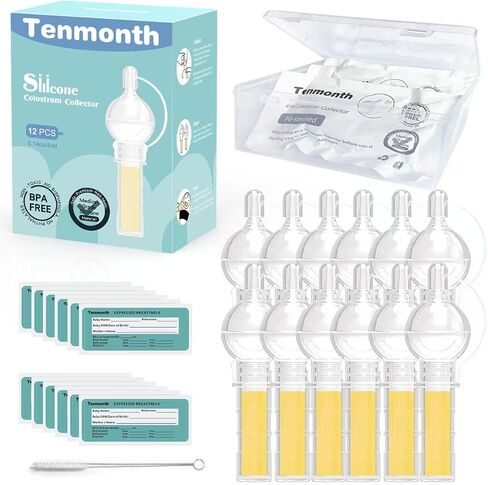 Colostrum Collector Kit Tenmonth Breast Milk Collector with Storage Case Set, Portable Colostrum Container Ready-to-Use, BPA Free 0.1oz/4ml, 6pcs in Saudi Arabia