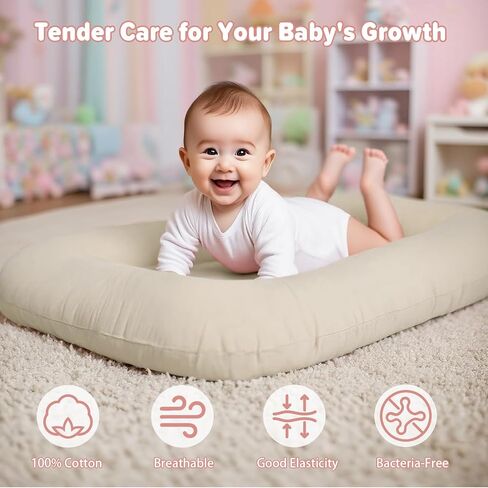 Baby Lounger for Infants Babies 0-24 Months, Bionic Organic Lounger, Soft Cotton Breathable Infant Floor Seats & Loungers for Newborn Baby Shower Gifts (Grey) in Saudi Arabia