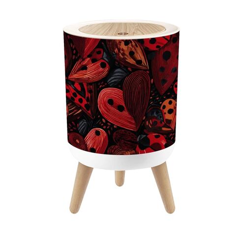 Bathroom Trash Can with Lid Ladybird Heart Fabric for Kids Nursery Garbage Bin Waste Basket for Kitchen Office Bedroom Decoration Diaper Pail 1.8 Gallon in Kuwait
