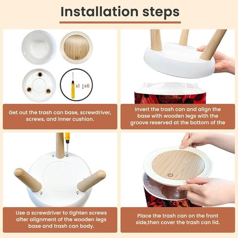 Bathroom Trash Can with Lid Ladybird Heart Fabric for Kids Nursery Garbage Bin Waste Basket for Kitchen Office Bedroom Decoration Diaper Pail 1.8 Gallon in Kuwait