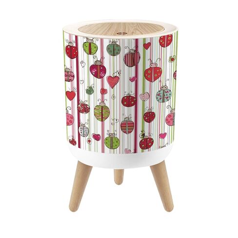 Bathroom Trash Can with Lid Colorful Ladybird Design for Children s Nursery Garbage Bin Waste Basket for Kitchen Office Bedroom Decoration Diaper Pail 1.8 Gallon in Kuwait