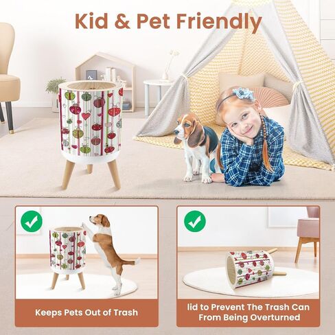 Bathroom Trash Can with Lid Colorful Ladybird Design for Children s Nursery Garbage Bin Waste Basket for Kitchen Office Bedroom Decoration Diaper Pail 1.8 Gallon in Kuwait