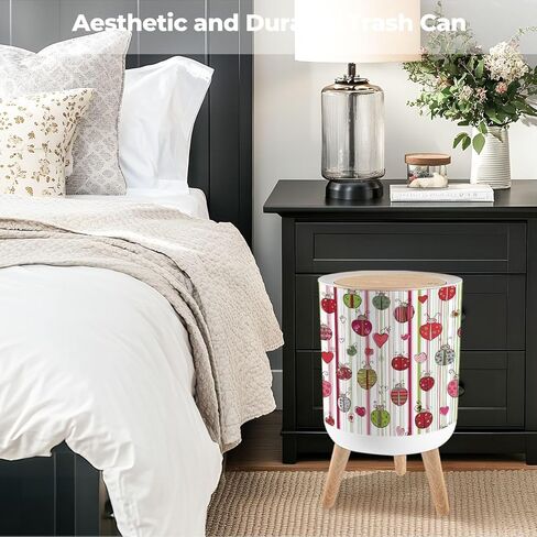 Bathroom Trash Can with Lid Colorful Ladybird Design for Children s Nursery Garbage Bin Waste Basket for Kitchen Office Bedroom Decoration Diaper Pail 1.8 Gallon in Kuwait