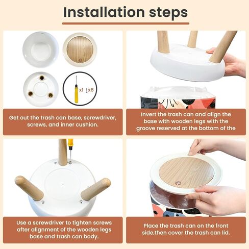 Bathroom Trash Can with Lid Funky Heart Ladybird Textile for Nursery Reds Greens Garbage Bin Waste Basket for Kitchen Office Bedroom Decoration Diaper Pail 1.8 Gallon in Kuwait