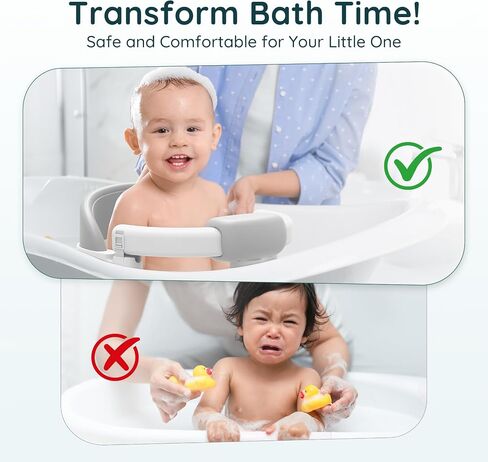 Baby Bath Seat Baby Bathtub - with Strong Suction Cups and 360° Surround Support – Easy Release, Non-Slip Cushion, Lockable Armrests – Infant Bath Chair for Babies 6-24 Months, Grey in Saudi Arabia