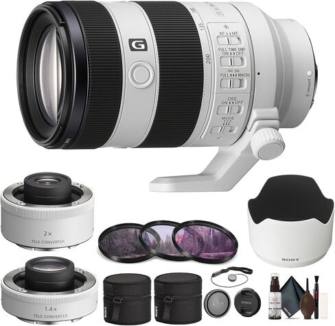 Sony FE 70-200mm f/4 Macro G OSS II Full-Frame Compact Telephoto Zoom Lens E Mount (SEL70200G2) + Sony FE 1.4X Teleconverter (SEL14TC) + Sony FE 2X Teleconverter + Filter Kit + Cap Keeper + More in Saudi Arabia