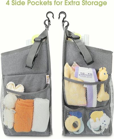 Maliton تغيير الجدول حفاضات منظم - معلقة الطفل حفاضات المكدس الحضانة منظم Cribs Playard Baby Essentials - عقد 52+ حفاضات - 18.5 "× 10.5" × 8 "(رمادي) in Kuwait