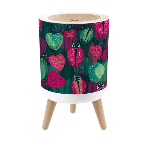 حمام سلة المهملات مع غطاء Lidbird Hearts Kids For Modern Decory Decory Darbage Bin Waste Basket for Kitchen Office Bedroom Digoration Diaper Pail 1.8 Gallon in Kuwait