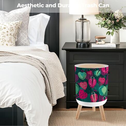 حمام سلة المهملات مع غطاء Lidbird Hearts Kids For Modern Decory Decory Darbage Bin Waste Basket for Kitchen Office Bedroom Digoration Diaper Pail 1.8 Gallon in Kuwait