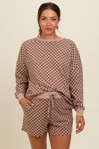 Pinkblush checkered plaid plaid shorts مجموعة الأمومة in Kuwait