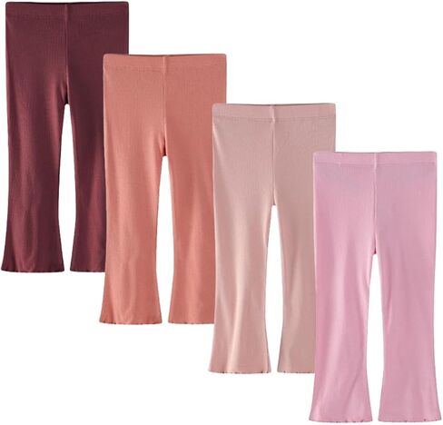 Baby Toddler Girl Flare Pants 4 Pack Toddler Bell Bottom Leggings Girls Soft Cotton Ribbed Ruffle Pants Clothes in Kuwait