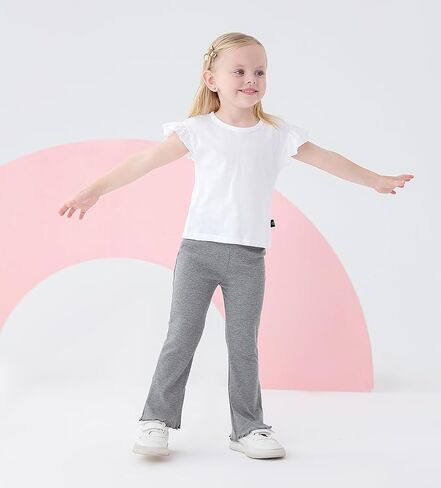 Baby Toddler Girl Flare Pants 4 Pack Toddler Bell Bottom Leggings Girls Soft Cotton Ribbed Ruffle Pants Clothes in Kuwait