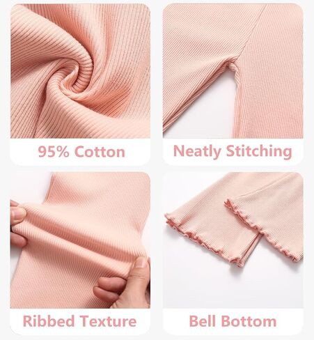 Baby Toddler Girl Flare Pants 4 Pack Toddler Bell Bottom Leggings Girls Soft Cotton Ribbed Ruffle Pants Clothes in Kuwait