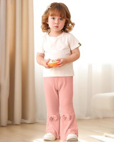 Mioglrie Baby Girl Pants Toddler Leggings 3 Pack Flare Newborn Baby Pants 3 6 9 12 18 24 Months Bell Bottoms for Girls in Kuwait