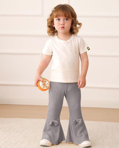 Mioglrie Baby Girl Pants Toddler Leggings 3 Pack Flare Newborn Baby Pants 3 6 9 12 18 24 Months Bell Bottoms for Girls in Kuwait