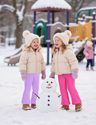 Witwot Toddler Girls Fleece Lined Pants Winter Warm Flare Leggings Cotton Baby Girl Clothes Size 18M-5T in Kuwait