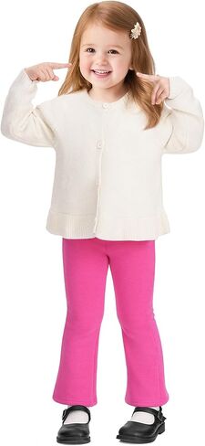Witwot Toddler Girls Fleece Lined Pants Winter Warm Flare Leggings Cotton Baby Girl Clothes Size 18M-5T in Kuwait