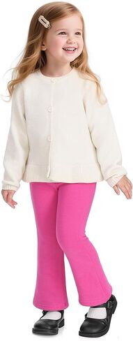 Witwot Toddler Girls Fleece Lined Pants Winter Warm Flare Leggings Cotton Baby Girl Clothes Size 18M-5T in Kuwait