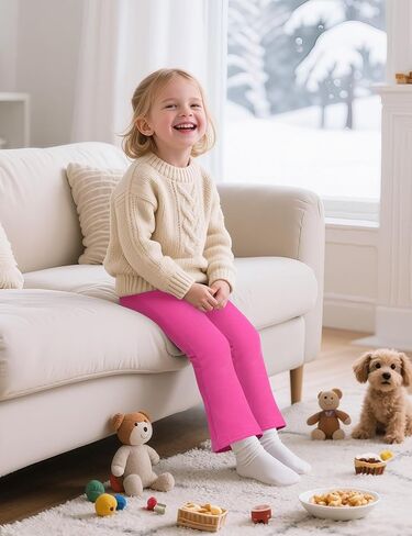 Witwot Toddler Girls Fleece Lined Pants Winter Warm Flare Leggings Cotton Baby Girl Clothes Size 18M-5T in Kuwait