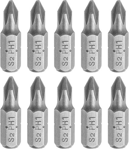 HARFINGTON 10PCS VILLIPS البراغي البراغي 1/4 "Hex Shank PH1 Magnetic Head 1" Length S2 Steel Cross-Head Bits لإصلاح عمل برغي كهربائي يعمل in Saudi Arabia