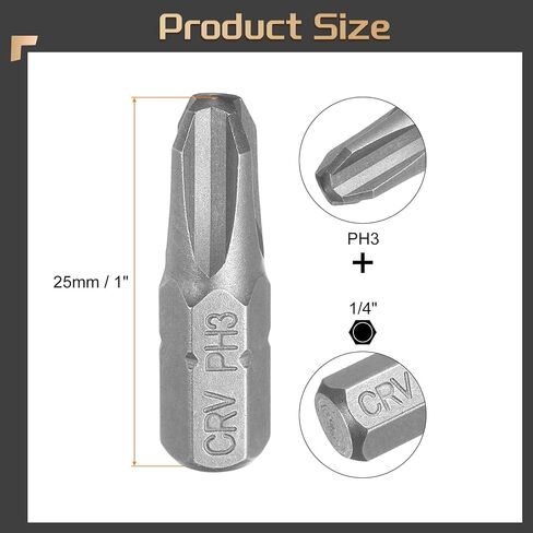 HARFINGTON 10pcs Phillips Screwdriver Bits 1/4" Hex Shank PH1 Magnetic Head 1" Length CR-V Steel Cross-head Drill Bits for Repair Work Electric Screw Driver in Saudi Arabia
