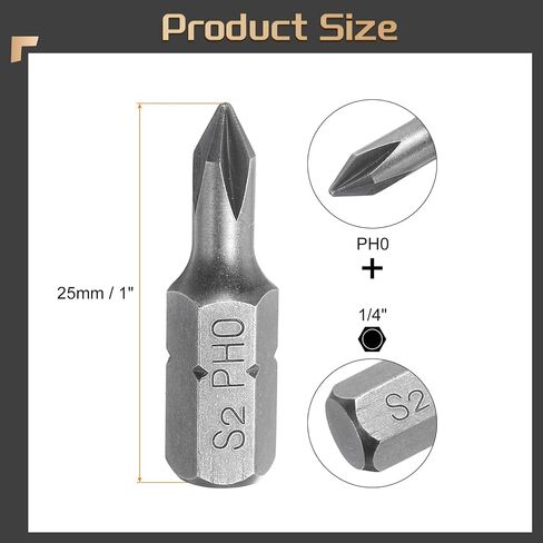 Harfington 2pcs Villips screwdriver bits 1/4 "Hex Shank PH3 Magnetic Head 1" Length S2 Steel Cross-Head Bits for Repair in Saudi Arabia