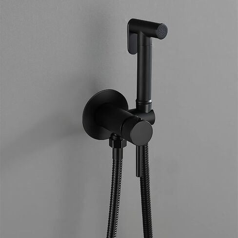Handheld Bidet Sprayer for Toilet, Brass Cloth Diaper Sprayer Kit Wall Mounted Bidet Sprayer Set Single Handle Toilet Bidet Sprayer Kit with 150Cm Shower Hose,Black-Black in Kuwait