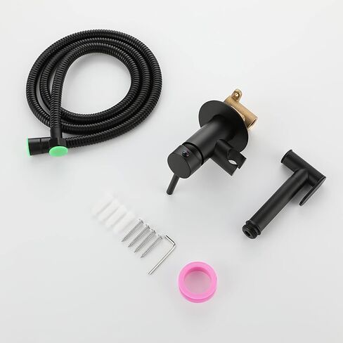 Handheld Bidet Sprayer for Toilet, Brass Cloth Diaper Sprayer Kit Wall Mounted Bidet Sprayer Set Single Handle Toilet Bidet Sprayer Kit with 150Cm Shower Hose,Black-Black in Kuwait