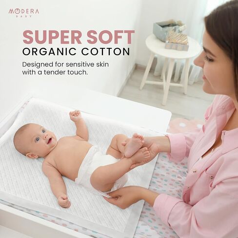 Organic Cotton Disposable Changing Pad Liners | XL-Large (30x18) Hypoallergenic Super Soft Ultra Absorbent & Waterproof Quilted Underpads for Baby Diaper Table & Travel, Leak Proof, Mess Free, 50-Pack in Saudi Arabia