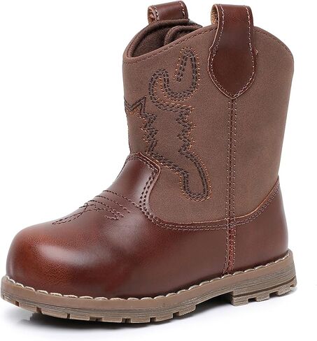 Apakowa Baby & Toddler Cowboy Boots for Boys Girls Infant Baby Cowboy Cowgirl Western Boots Round Toe All Seasons 6-36 Months (Infant/Toddler) in Saudi Arabia