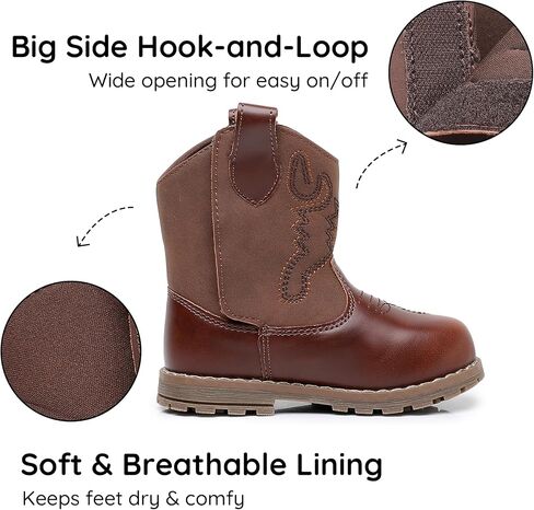 Apakowa Baby & Toddler Cowboy Boots for Boys Girls Infant Baby Cowboy Cowgirl Western Boots Round Toe All Seasons 6-36 Months (Infant/Toddler) in Saudi Arabia